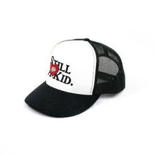 Load image into Gallery viewer, Black/White "@heart" Trucker Hat