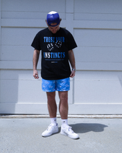 Load image into Gallery viewer, Blue/Black "INSTINCTS" Tee