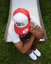 Load image into Gallery viewer, Red/White "@heart" Trucker Hat