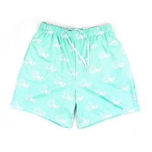 Teal "Smiley" Shorts