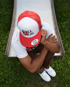 Red/White "@heart" Trucker Hat