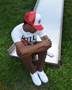 Red/White "@heart" Trucker Hat