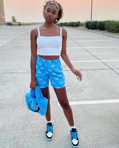 Blue "Smiley" Shorts