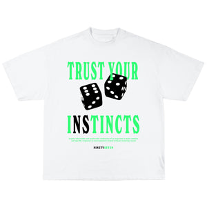 Green/White "INSTINCTS" Tee