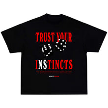 Load image into Gallery viewer, Red/Black &quot;INSTINCTS&quot; Tee
