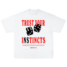 Load image into Gallery viewer, Red/White &quot;INSTINCTS&quot; Tee
