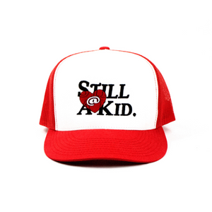 Red/White "@heart" Trucker Hat